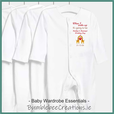 Printed Front Popper Sleepsuit : When I Wake up : Wedding